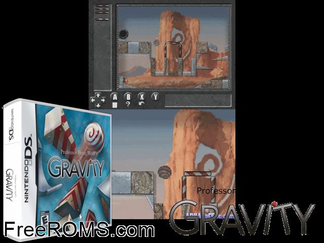 Professor Heinz Wolffs Gravity NDS game showing 3D box cover and gameplay screenshot