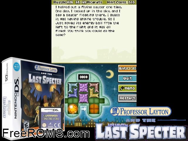 Professor Layton e il Richiamo dello Spettro, Il Italy NDS game showing 3D box cover and gameplay screenshot