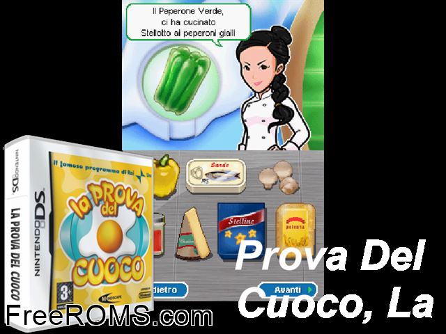 Prova del Cuoco, La Italy NDS game showing 3D box cover and gameplay screenshot