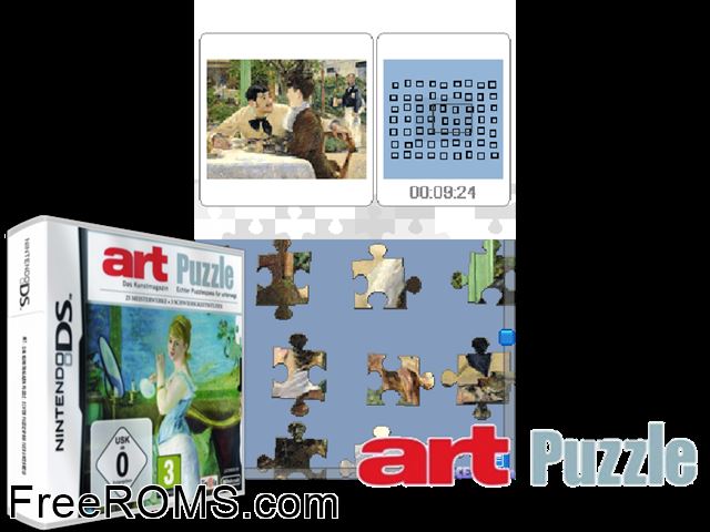 Puzzle - Art Europe NDS game showing 3D box cover and gameplay screenshot