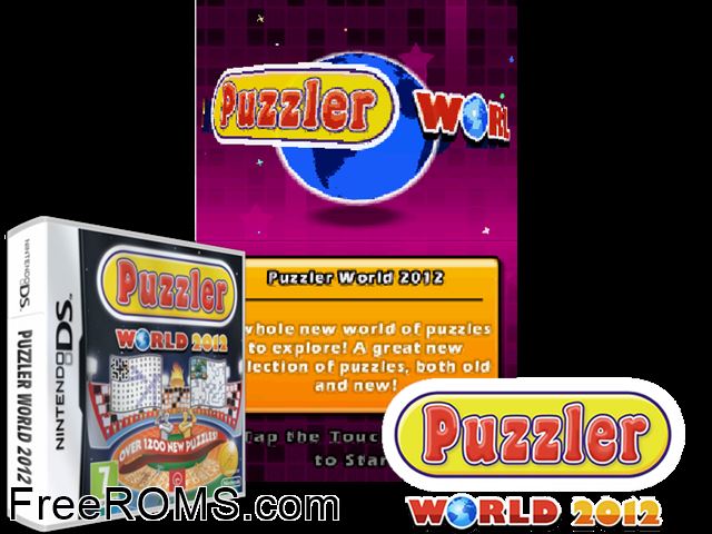 Puzzler World 2012 Europe NDS game showing 3D box cover and gameplay screenshot
