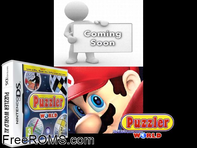 Puzzler World Europe NDS game showing 3D box cover and gameplay screenshot
