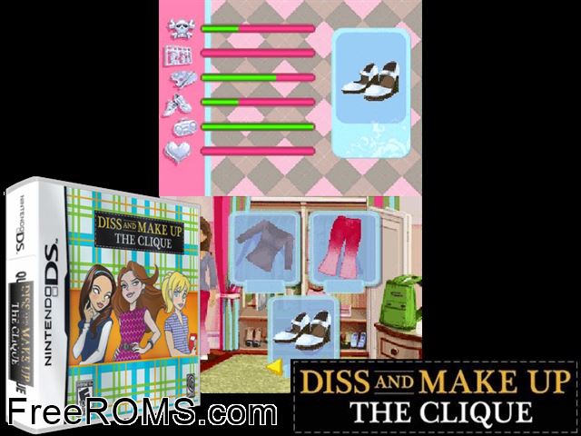 Queen Teen - The Clique Europe NDS game showing 3D box cover and gameplay screenshot