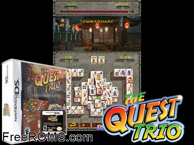 Quest Trio The Germany NDS game showing 3D box cover and gameplay screenshot