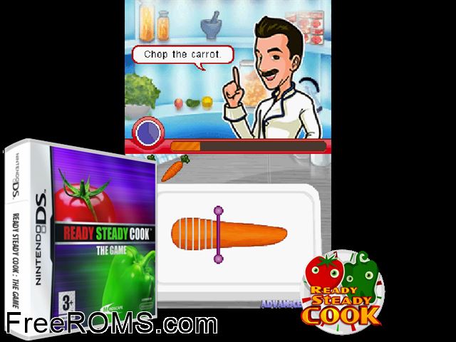 Ready Steady Cook - The Game Europe NDS game showing 3D box cover and gameplay screenshot