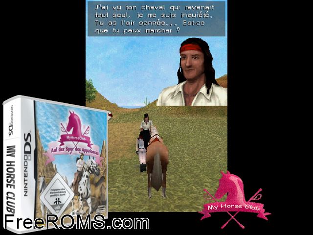 Real Stories - Mission Equitation France NDS game showing 3D box cover and gameplay screenshot