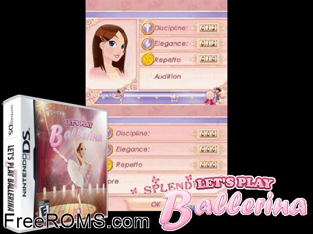 Repetto - Ballerina Europe NDS game showing 3D box cover and gameplay screenshot