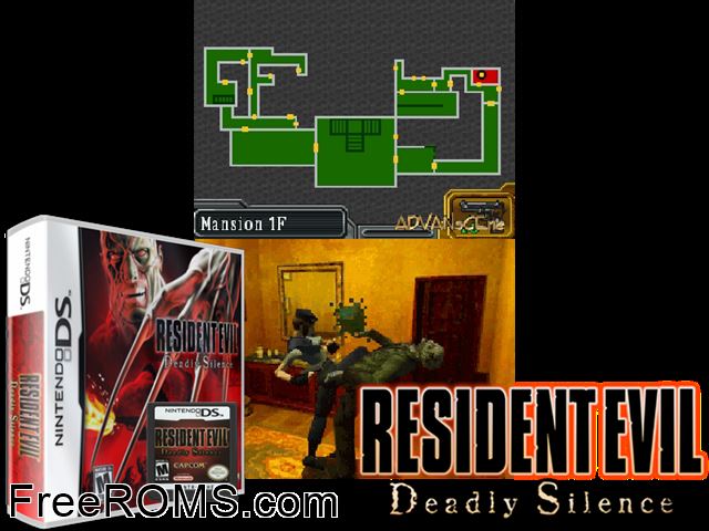 Resident Evil - Deadly Silence NDS game showing 3D box cover and gameplay screenshot