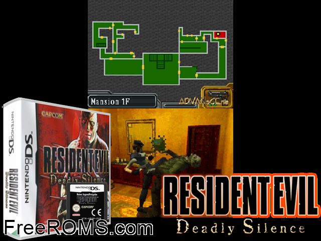 Resident Evil - Deadly Silence Europe NDS game showing 3D box cover and gameplay screenshot