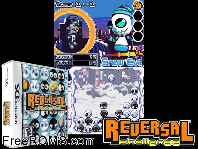 Reversal Challenge NDS game showing 3D box cover and gameplay screenshot