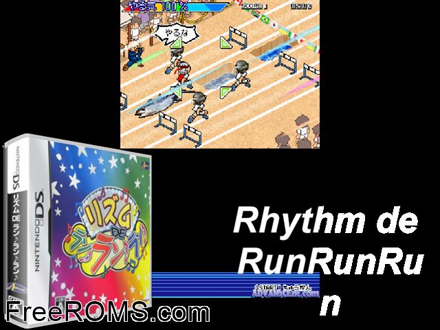 Rhythm De Run Run Run Japan NDS game showing 3D box cover and gameplay screenshot