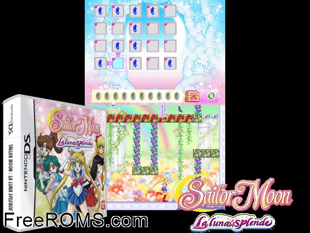 Sailor Moon - La Luna Splende Italy NDS game showing 3D box cover and gameplay screenshot