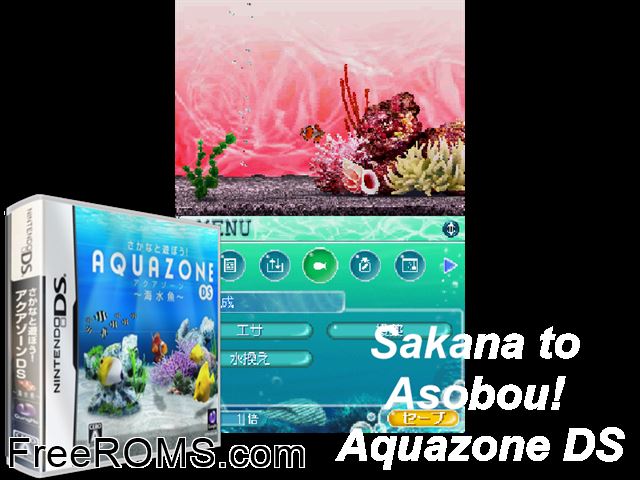 Sakana to Asobou! Aquazone DS - Kaisuigyo Japan NDS game showing 3D box cover and gameplay screenshot