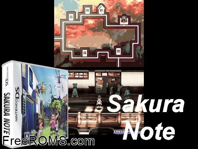 Sakura Note - Ima ni Tsunagaru Mirai Japan NDS game showing 3D box cover and gameplay screenshot