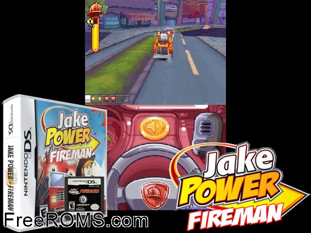 Sam Power - Firefighter Europe NDS game showing 3D box cover and gameplay screenshot