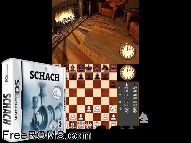 Schach Europe NDS game showing 3D box cover and gameplay screenshot
