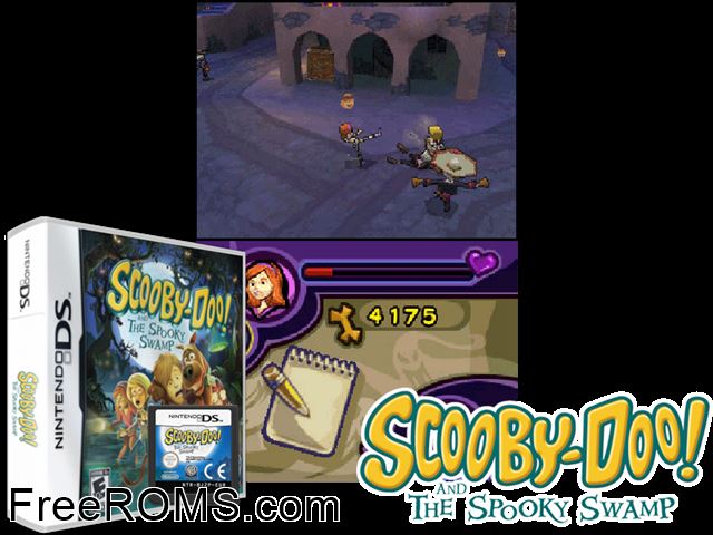 Scooby-Doo And the Spooky Swamp NDS game showing 3D box cover and gameplay screenshot