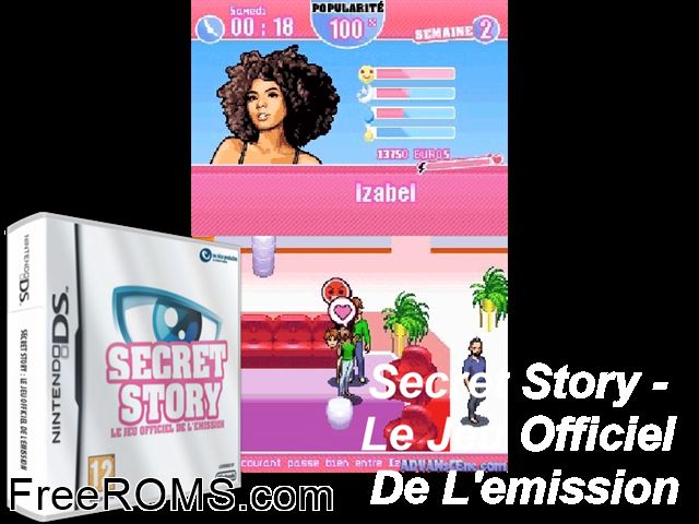 Secret Story - Le Jeu Officiel de lEmission France NDS game showing 3D box cover and gameplay screenshot
