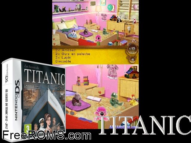 Secrets of the Titanic 1912 - 2012 Europe NDS game showing 3D box cover and gameplay screenshot