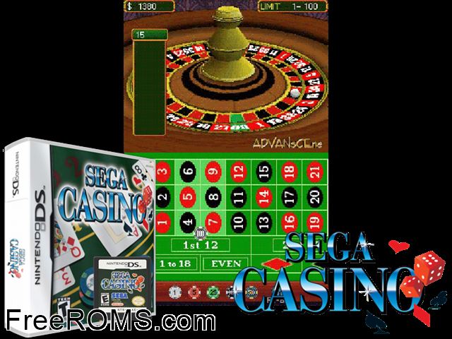 SEGA Casino Europe NDS game showing 3D box cover and gameplay screenshot