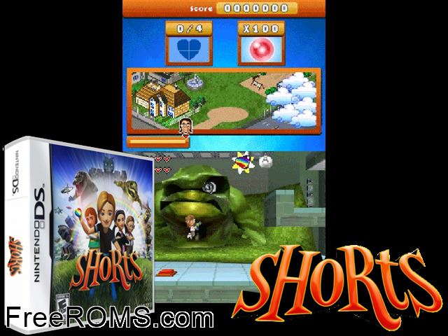 Shorts NDS game showing 3D box cover and gameplay screenshot