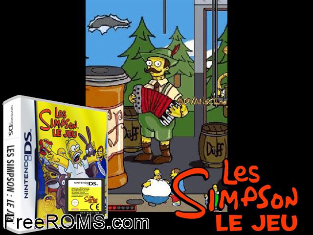 Simpsons le Jeu, Les France NDS game showing 3D box cover and gameplay screenshot
