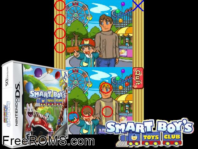 Smart Boys Toys Club NDS game showing 3D box cover and gameplay screenshot