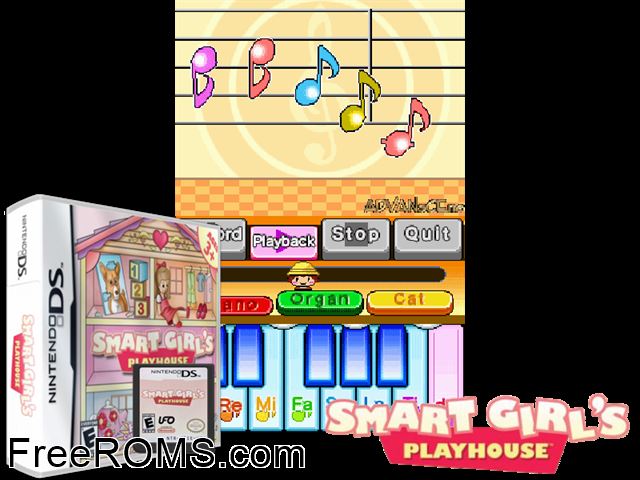 Smart Girls Playhouse Party NDS game showing 3D box cover and gameplay screenshot