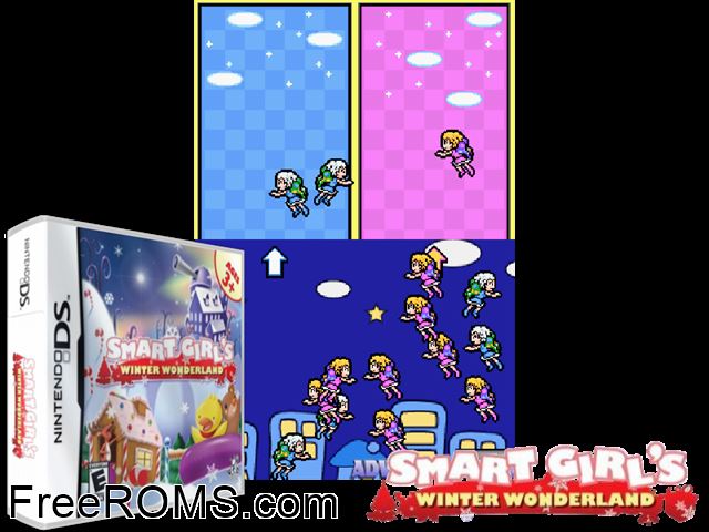 Smart Girls Winter Wonderland NDS game showing 3D box cover and gameplay screenshot