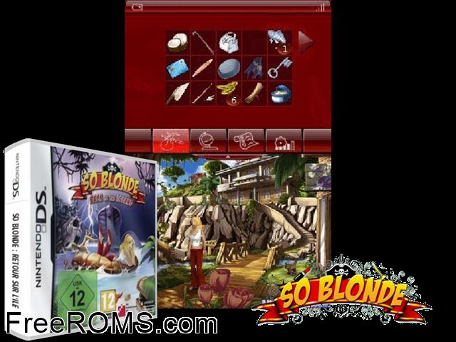 So Blonde - Back to the Island Europe NDS game showing 3D box cover and gameplay screenshot