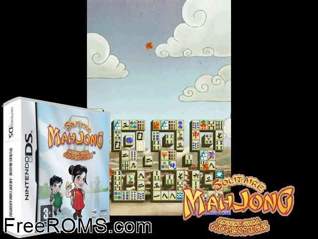 Solitaire Mahjong - Ancient China Adventure Europe NDS game showing 3D box cover and gameplay screenshot