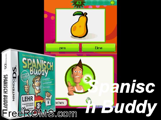 Spanisch Buddy Europe NDS game showing 3D box cover and gameplay screenshot