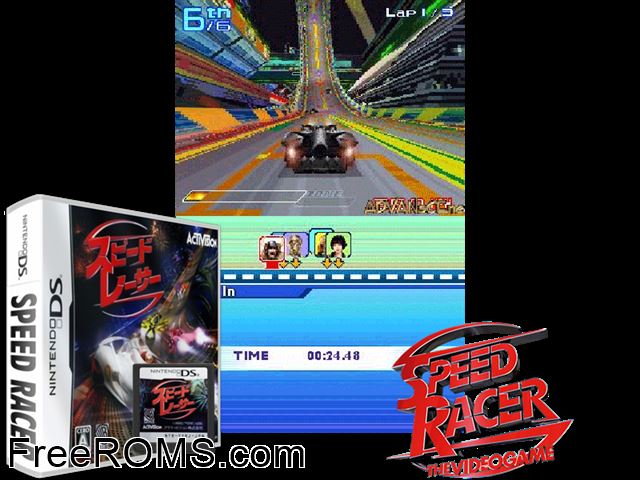 Speed Racer Japan NDS game showing 3D box cover and gameplay screenshot