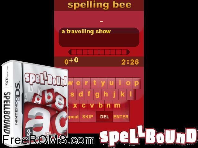 Spellbound Europe NDS game showing 3D box cover and gameplay screenshot