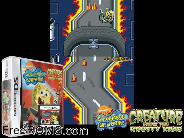 SpongeBob SquarePants - Creature from the Krusty Krab NDS game showing 3D box cover and gameplay screenshot
