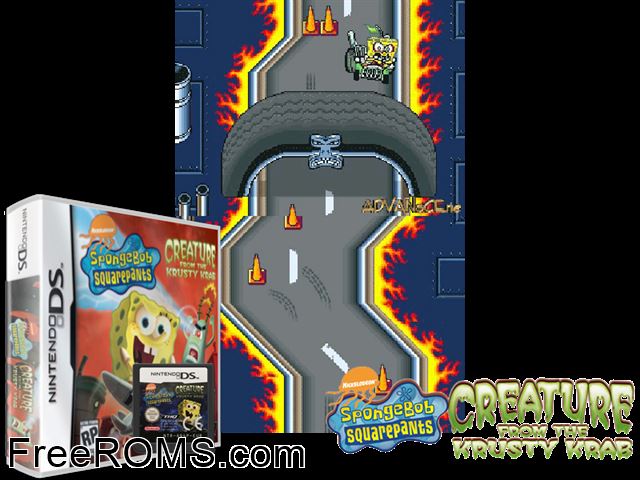 SpongeBob SquarePants - Creature from the Krusty Krab Europe NDS game showing 3D box cover and gameplay screenshot