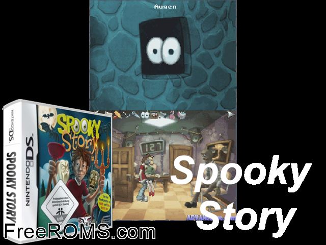 Spooky Story Germany NDS game showing 3D box cover and gameplay screenshot