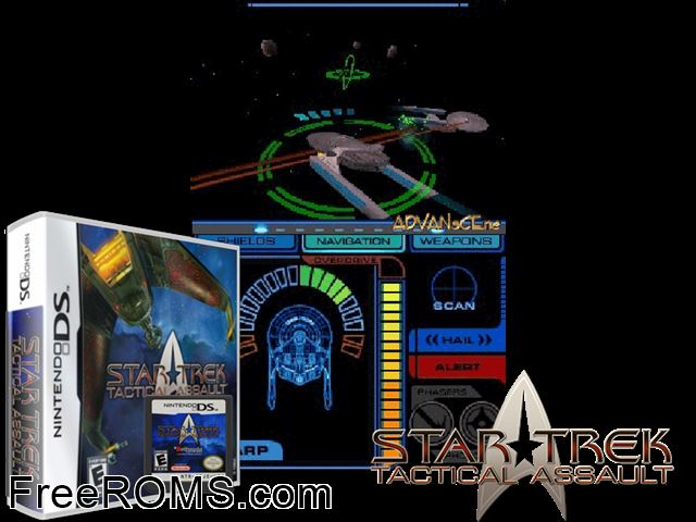 Star Trek - Tactical Assault Europe NDS game showing 3D box cover and gameplay screenshot