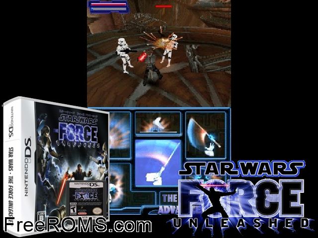 Star Wars - The Force Unleashed Japan NDS game showing 3D box cover and gameplay screenshot