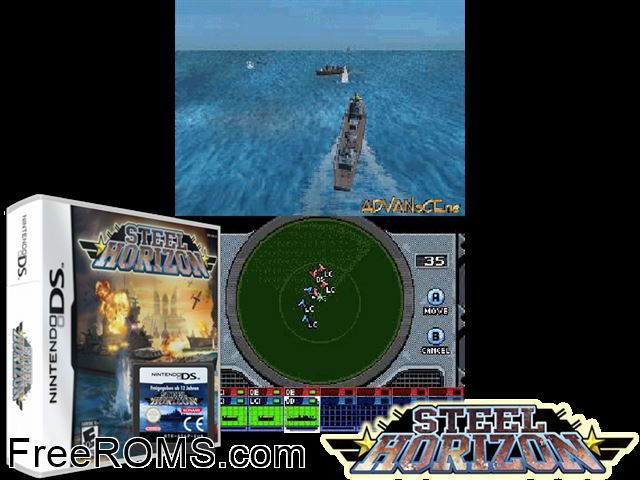 Steel Horizon NDS game showing 3D box cover and gameplay screenshot
