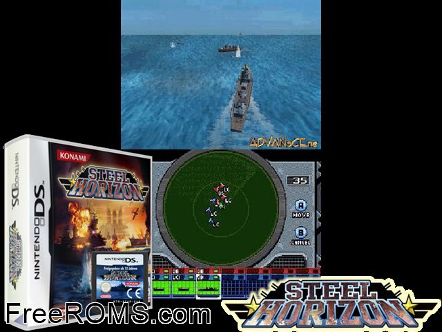Steel Horizon Europe NDS game showing 3D box cover and gameplay screenshot