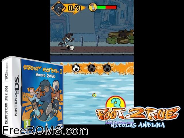 Street Football II Europe NDS game showing 3D box cover and gameplay screenshot