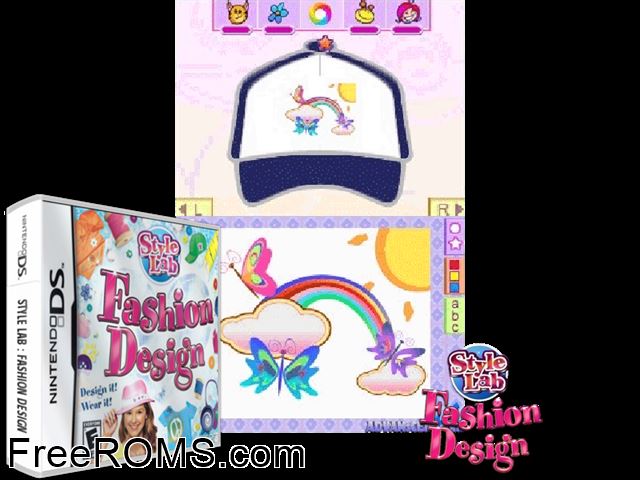 Style Lab - Fashion Design NDS game showing 3D box cover and gameplay screenshot