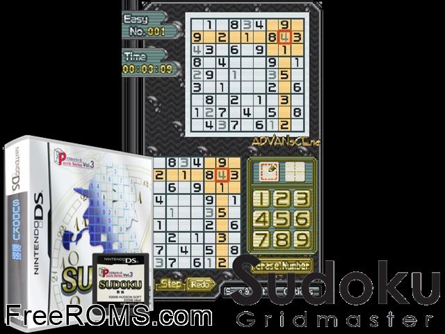 Sudoku Master Europe NDS game showing 3D box cover and gameplay screenshot