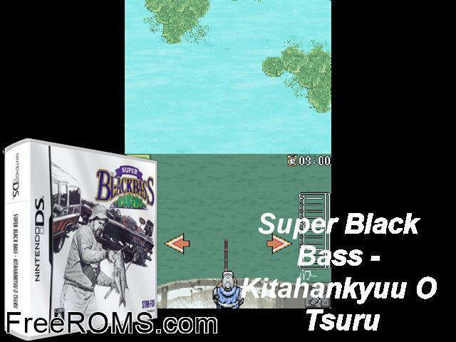 Super Black Bass - Kitahankyuu o Tsuru Japan NDS game showing 3D box cover and gameplay screenshot