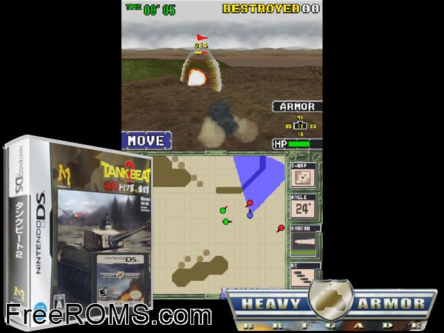 Tank Beat 2 - Gekitotsu Deutsch Gun vs. Rengougun Japan NDS game showing 3D box cover and gameplay screenshot