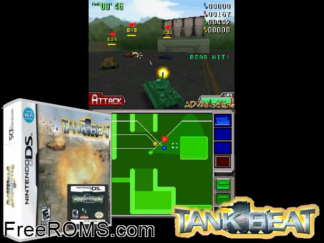 Tank Beat Japan NDS game showing 3D box cover and gameplay screenshot