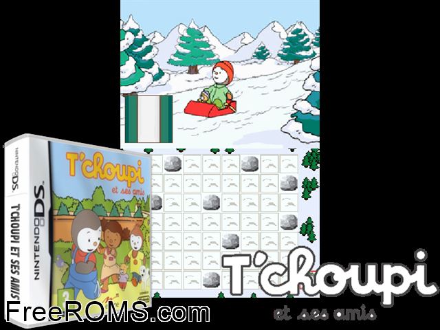 Tchoupi et ses Amis France NDS game showing 3D box cover and gameplay screenshot