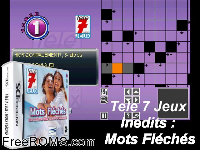 Tele 7 Jeux - Mots Fleches France NDS game showing 3D box cover and gameplay screenshot