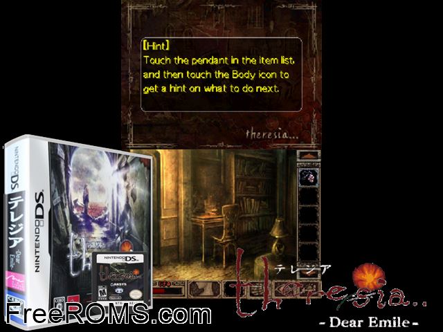 Theresia - Dear Emile Japan NDS game showing 3D box cover and gameplay screenshot
